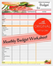 Monthly Budget Worksheet Tracking Template