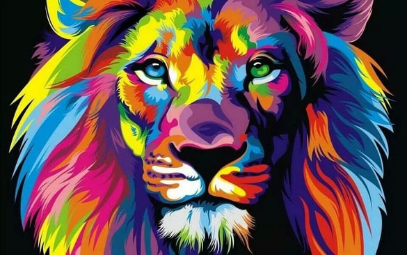 cool lion colorful art