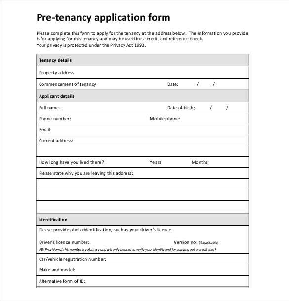 Rental Application Template 10 Free Word Pdf Documents Download 9814