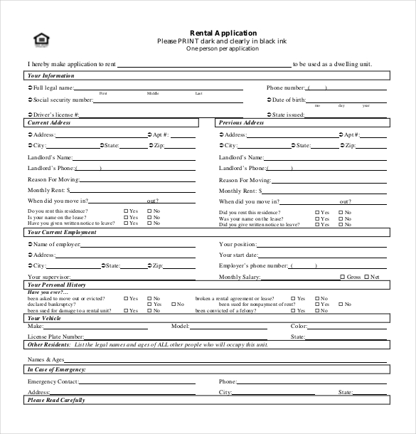 Rental Application Template – 10+ Free Word, PDF Documents Download!