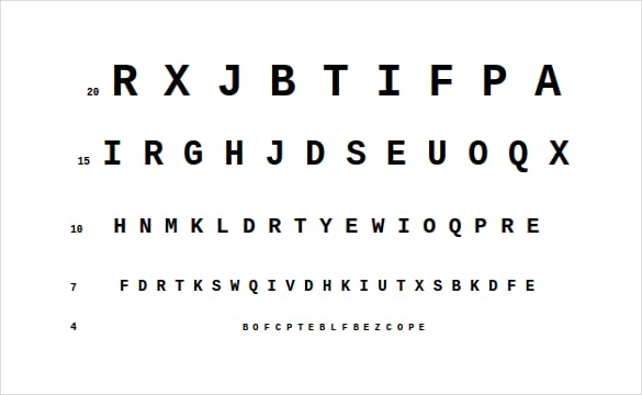 eye chart diagram template free download ms word