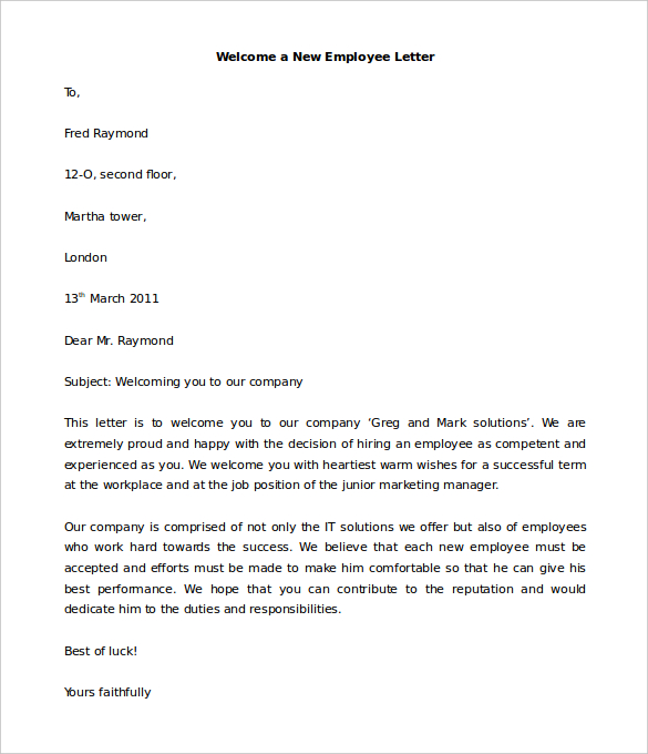 26+ FREE HR Welcome Letter Templates - DOC, PDF | Free ...