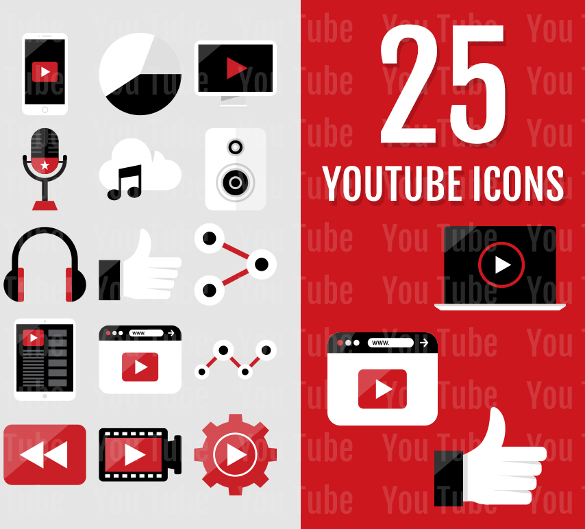 25 flat youtube icons download