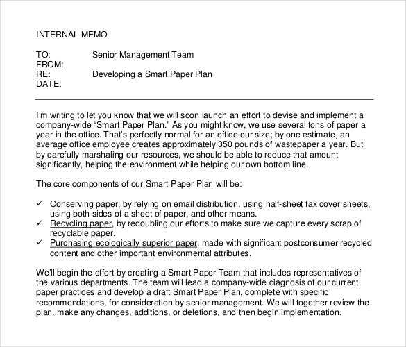 example format internal memo template download