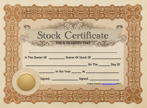 printable stock certificate brown frame template pdf printable