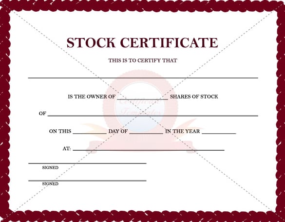 simple stock certificate beautiful template download