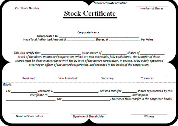 editable stock certificate template word format free download