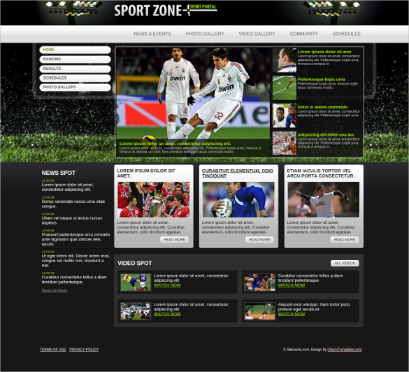 Sportland - Modelo de Site HTML5 de Futebol Grátis