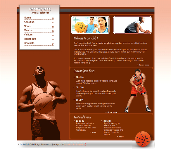 basket ball sports css website template
