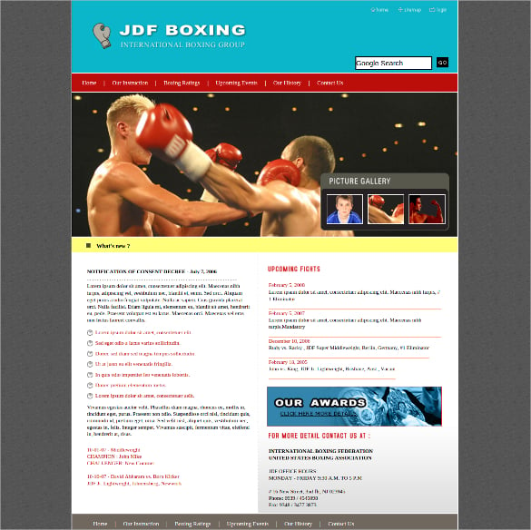 boxing sports css website template
