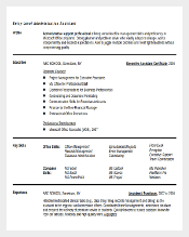 Resume Download for Entry Level Admin Executive in MS Doc