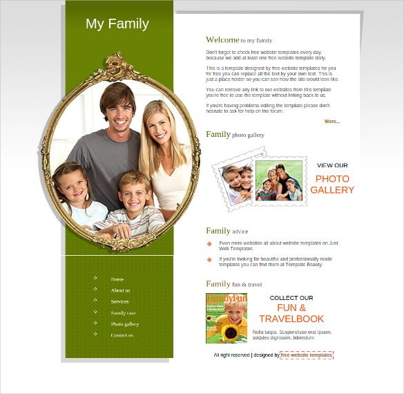 my family css website template