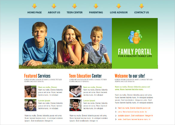 family portal css website template