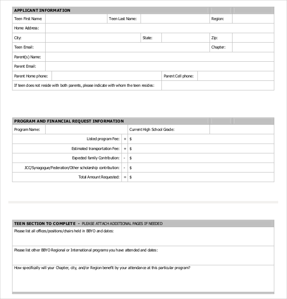 16+ Scholarship Application Template in Google Docs | Word | Outlook ...