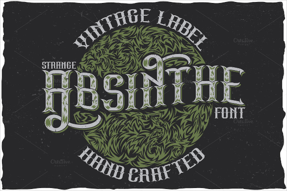 strange absinthe label logo font otf download
