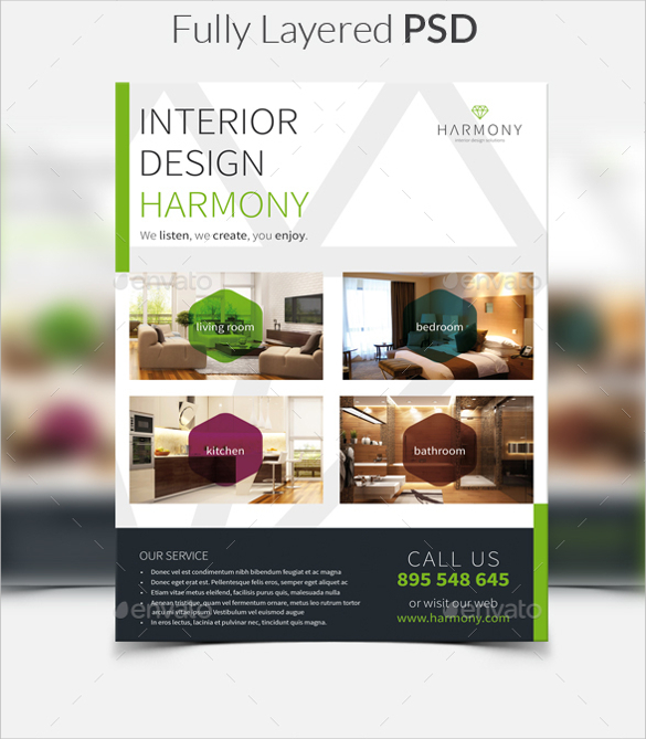 modern interior design flyer template download