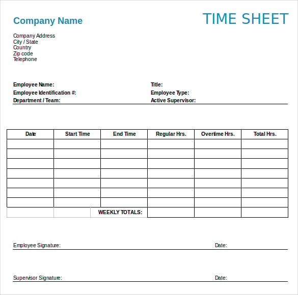 28+ Weekly Timesheet Templates – Free Sample, Example Format Download