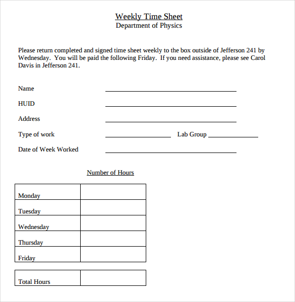 free downloadable weekly time sheets