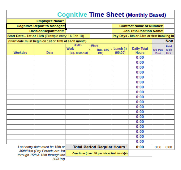 timesheet template excel free download