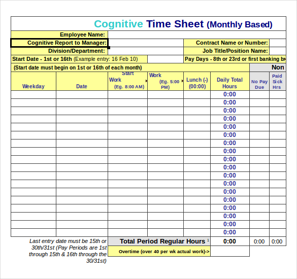 25 Excel Timesheet Templates Free Sample Example Format Download