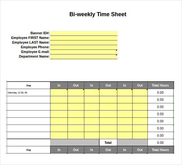 monthly timesheet template for excel