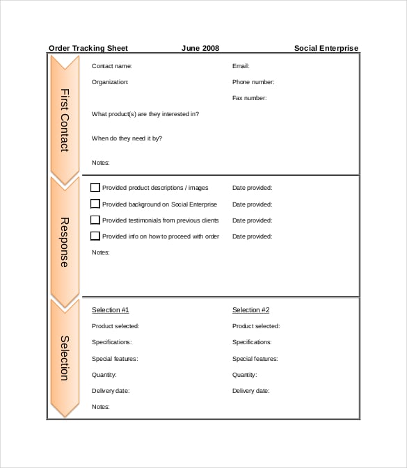 sample order tracking sheet tool free pdf format template download