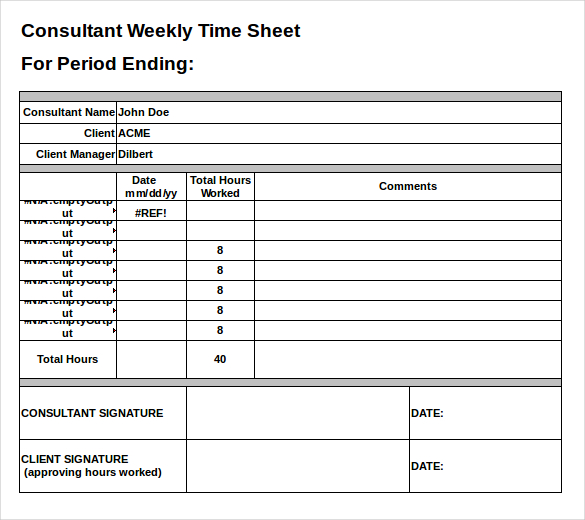 excel timesheet template consultant