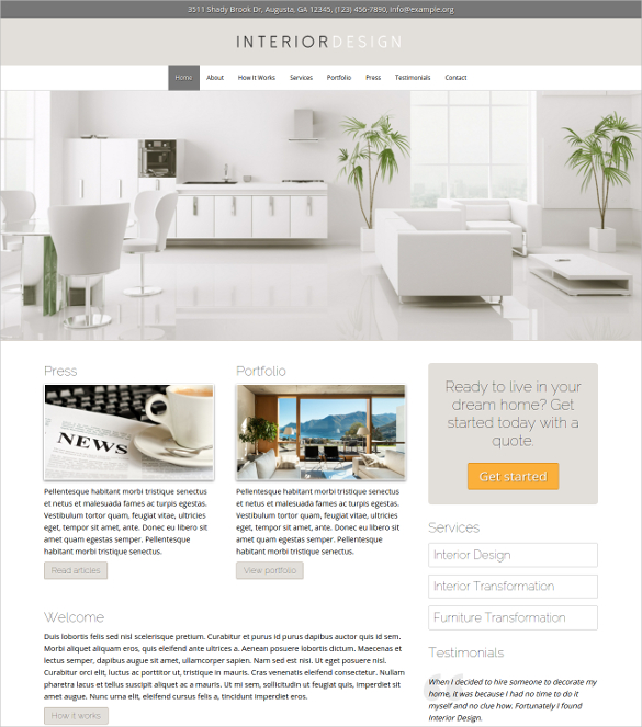 interior home decor design wordpress theme