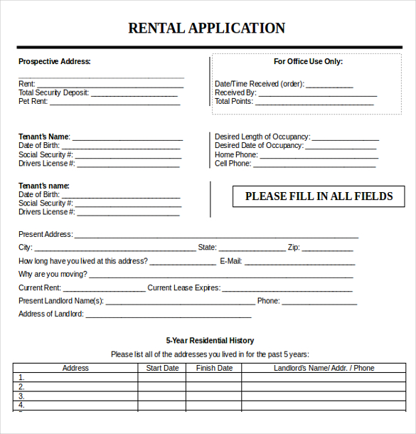 10 Free Download Rental Application Templates