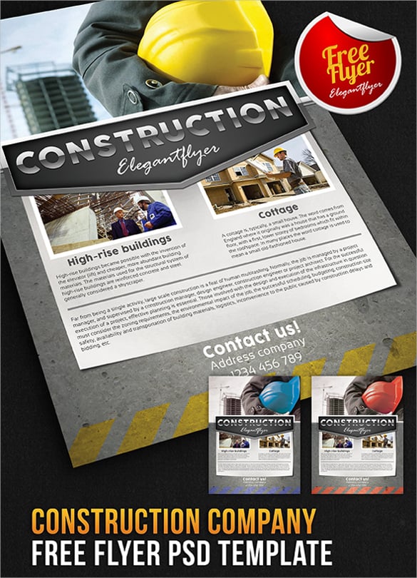 black colored construction company flyer template download