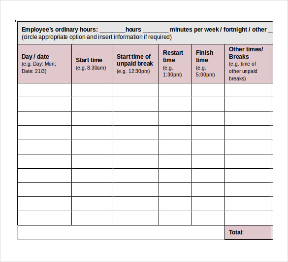 free timesheet template word download