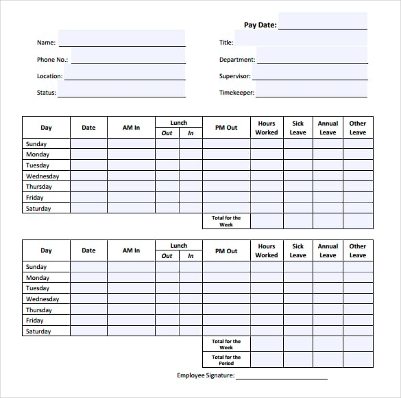 free hourly employee timesheet template download