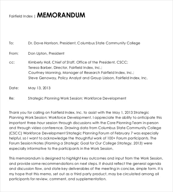 state community college strategy memo template pdf