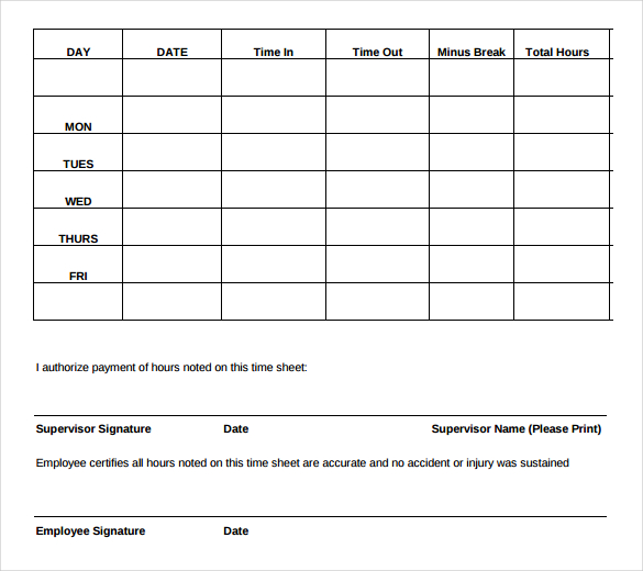 29 free timesheet templates free sample example format