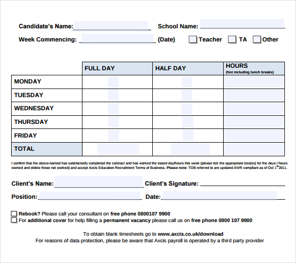 free student timesheet template download