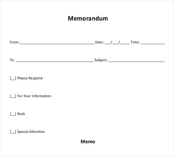 sample blank memo template free download