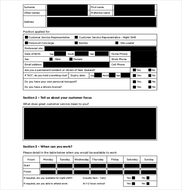 application form free template