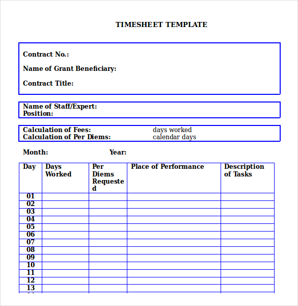 26+ Monthly Timesheet Templates - Free Sample, Example Format Download