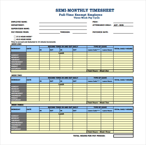 26+ Monthly Timesheet Templates - Free Sample, Example Format Download