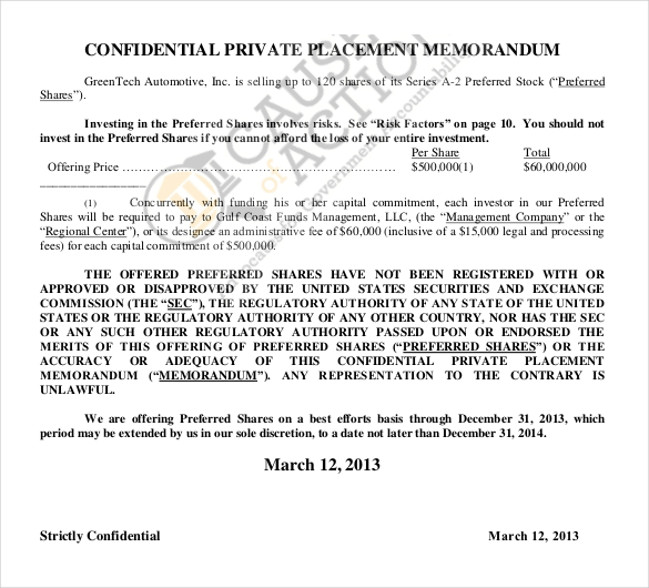 private place confidential agreement memorandam example format