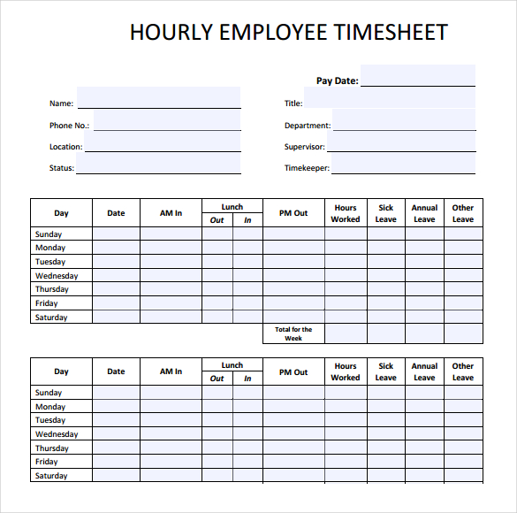 weekly employee timesheet doc