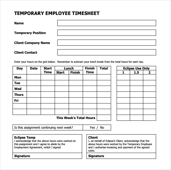 23+ Employee Timesheet Templates – Free Sample, Example Format Download