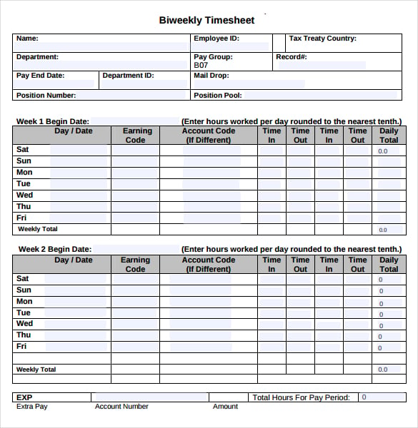 23+ Employee Timesheet Templates – Free Sample, Example Format Download