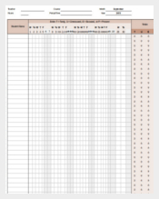 Example Class Attendance Monthly Tracker Excel Format Download