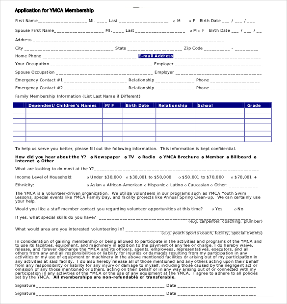 Membership Application Template 23 Free Word Pdf Documents Download