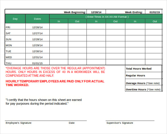 22 Daily Timesheet Templates Free Sample Example Format Download