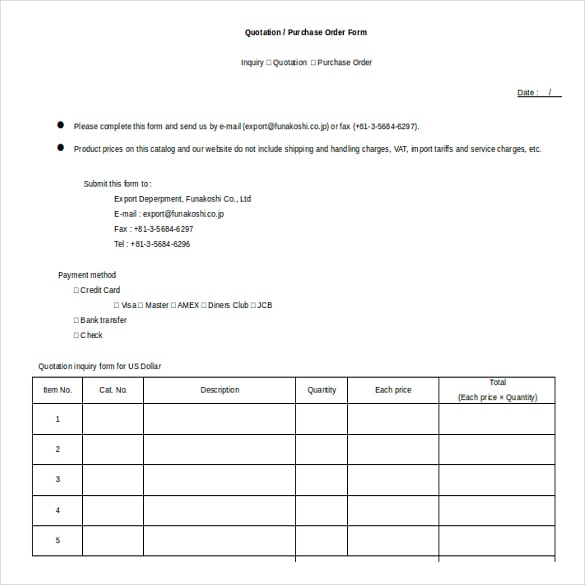 free download purchase order form ms word template