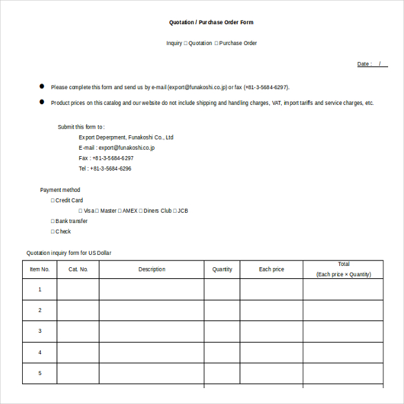 microsoft office purchase order templates