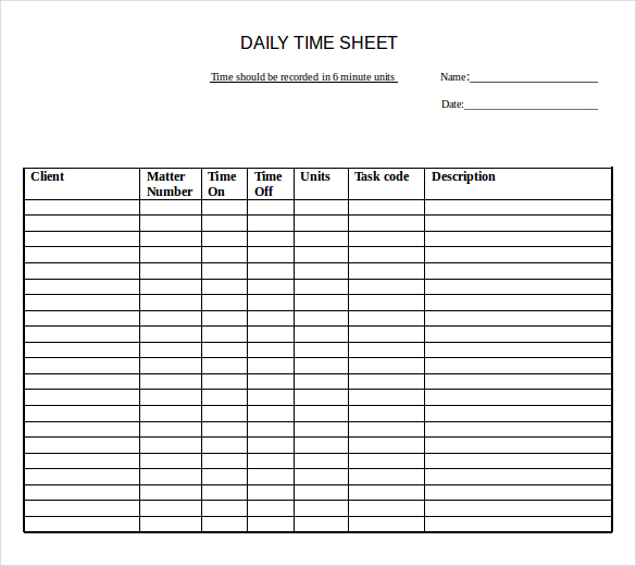 Daily Timesheet Template Word