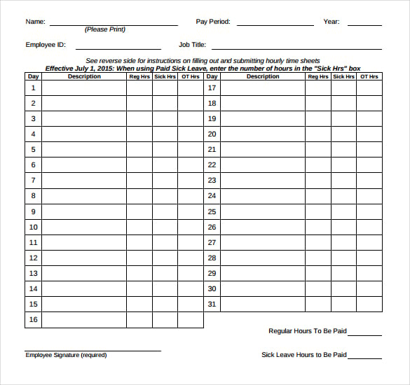 temporary employee hourly timesheet pdf template download